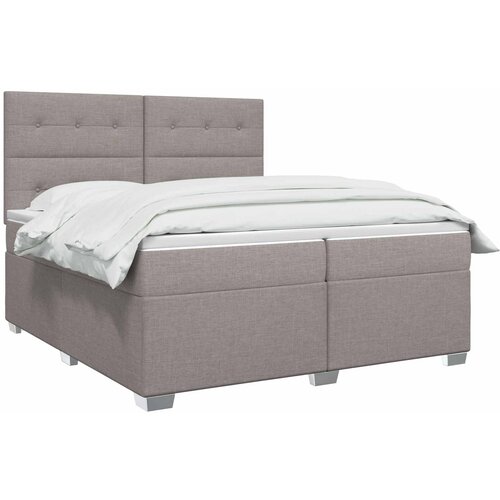  Boxspring krevet s madracem Sivosmeđa 200 x 200 cm Tkanina Slike