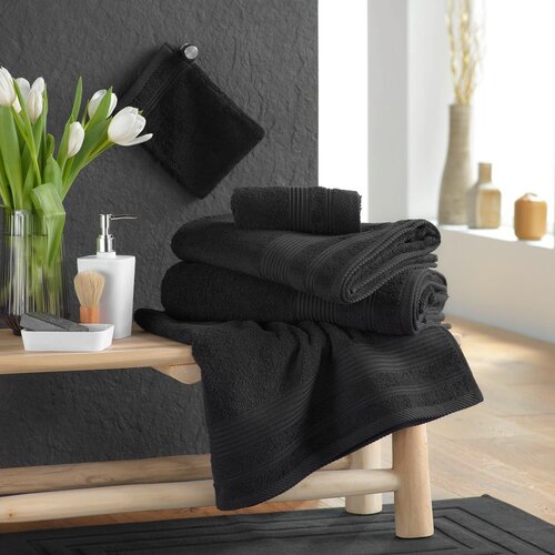 Douceur d int&amp;eacute;rieur Črna frotirna bombažna brisača 50x90 cm Tendresse &amp;ndash; Slike