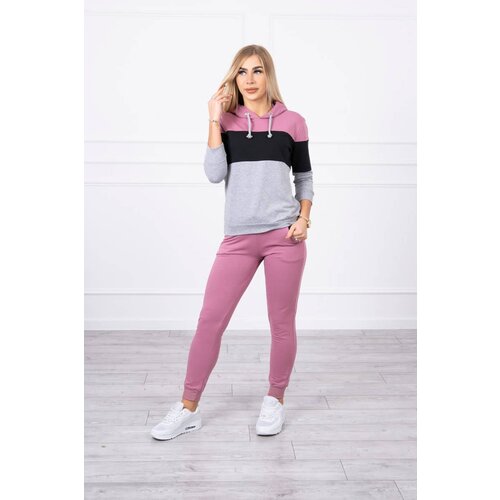Kesi Set with colorful stripes dark pink+black Slike