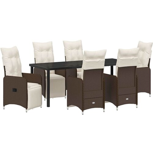 VidaXL Komplet za jedilnico v vrtu 7 pcs Rjava poli ratan, (5000311559) Slike