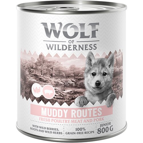 Wolf of Wilderness Junior &amp;ldquo;Expedition&amp;rdquo; 6 x 800 g - Muddy Routes - perad sa svinjetinom Slike