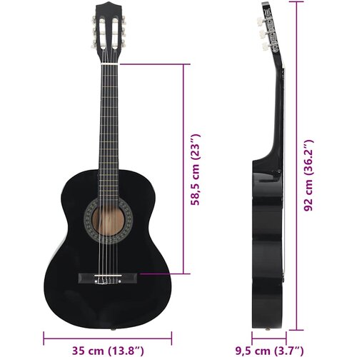  Klasična gitara za početnike i djecu crna 3/4 36&amp;quot; Slike