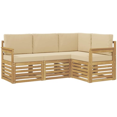  Set vanjskih sofa 4 pcs Bijela i bež 187,5 x 128,5 x 73 cm Slike