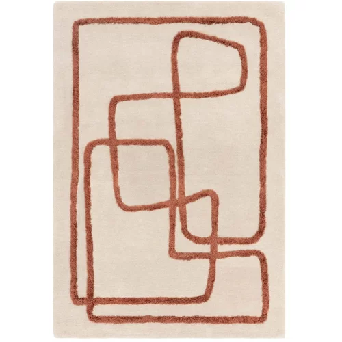 Asiatic Carpets Opečnato oranžna/kremno bela ročno tkana volnena preproga 120x170 cm Matrix –