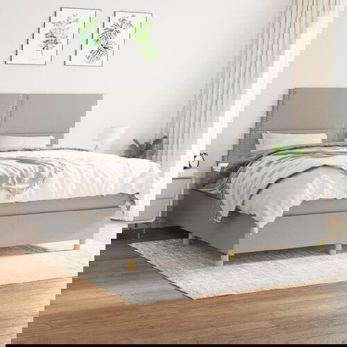 The Living Store Box spring postelja z vzmetnico svetlo siva 180x200 cm blago - Box Spring Postelja, (21517753) Cene