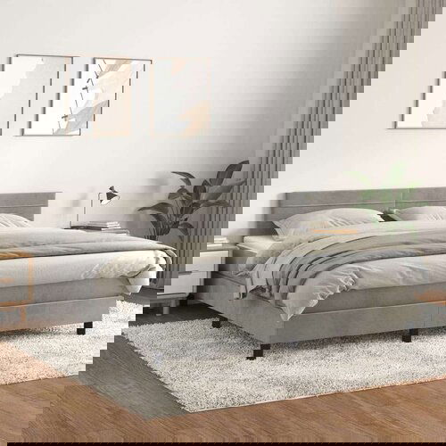  Krevet s oprugama i madracem svjetlosivi 180x200 cm bar&amp;scaron;unasti Slike