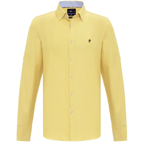 DENIM CULTURE Košulja 'Erling' tamno plava / pastelno žuta
