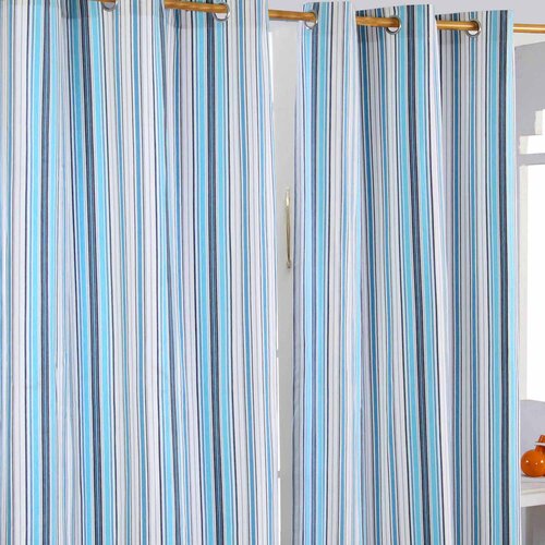 HOMESCAPES New England Stripes Ready Made Modre zavese, par, 137x228 cm, padec, (20749276) Cene