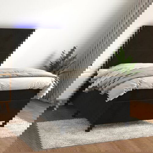 VidaXL Krevet box spring s madracem LED crni 90x190 cm bar&amp;scaron;un Slike
