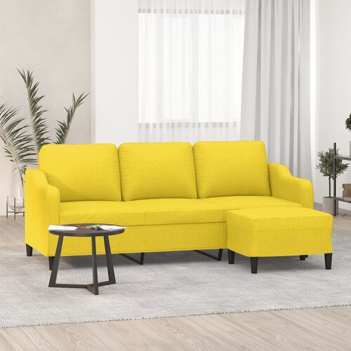  The Living Store Kavč trosed s stolčkom za noge rumen 180 cm blago - Trosed S Stolčkom Za Noge, (21485150) Cene