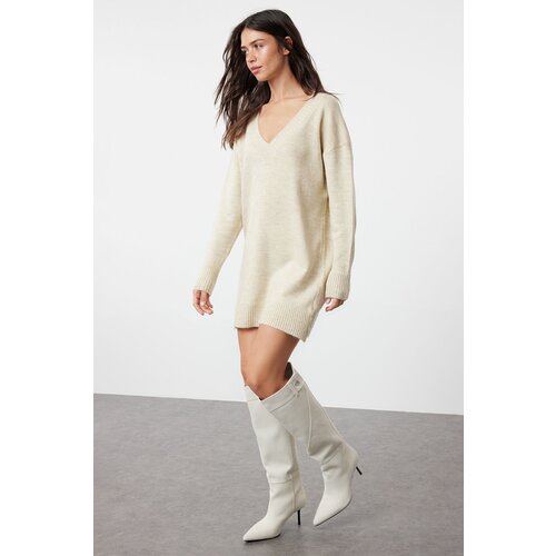 Trendyol Stone Plain Mini Knitwear Dress Slike