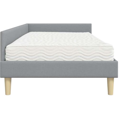  Kutni krevetni okvir s madracem 2 pcs Svijetlo siva tkanina Slike