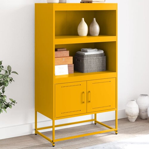  Visoka komoda boja senfa 68,5 x 38,5 x 123,5 cm čelična Cijene