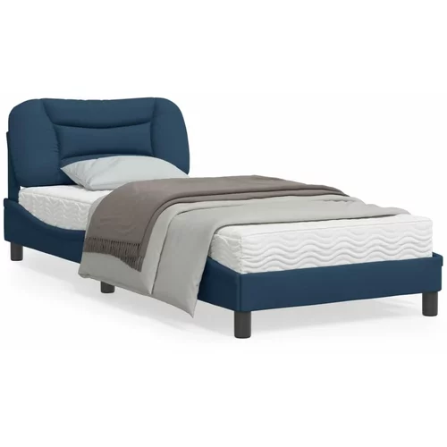 vidaXL Okvir kreveta s LED svjetlima plavi 90 x 200 cm od tkanine