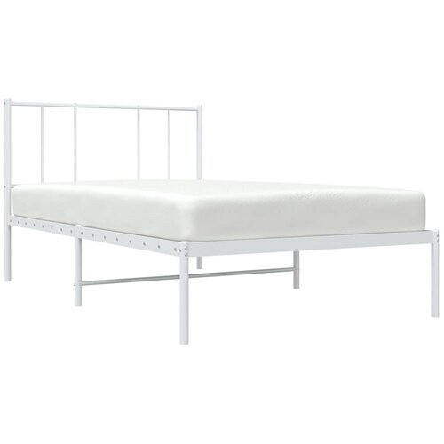  Metalni okvir krevet bez madraca s uzglavljem bijeli 75x190 cm Slike
