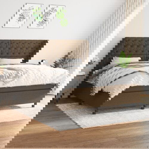 The Living Store Box spring postelja z vzmetnico temno rjava 160x200 cm blago - Box Spring Postelja, (21517167) Slike