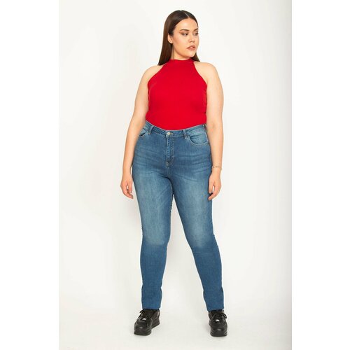 Şans Women's Plus Size Blue 5 Pocket Lycra Jeans Slike