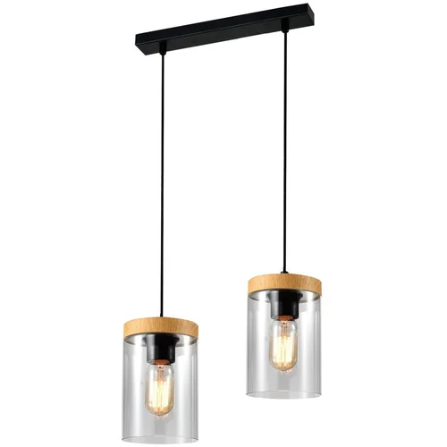 Candellux Lighting Črna/naravna viseča svetilka s steklenim senčnikom ø 12 cm Wels –