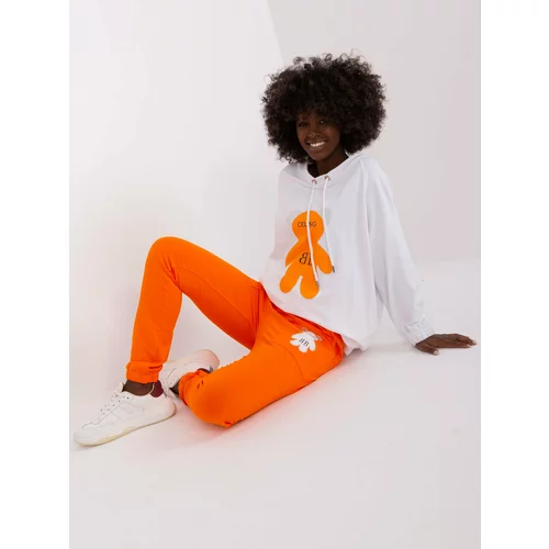 Fashion Hunters Ecru-Orange Jetted Tracksuit
