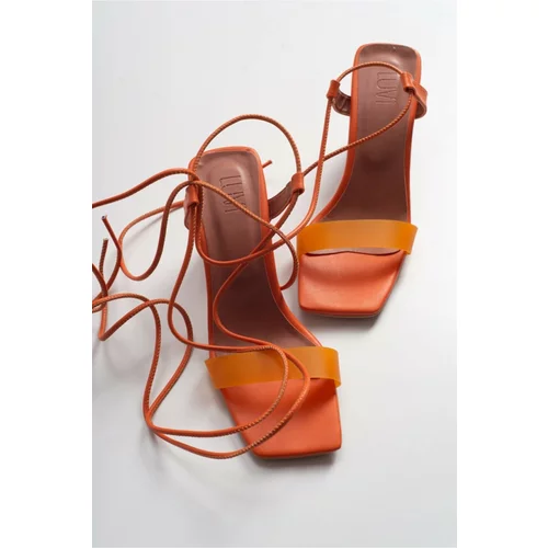 LuviShoes Women's Orange Skinny Heel Sandals