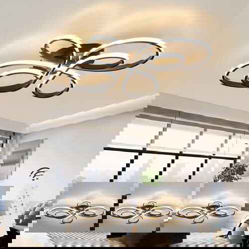 Nettlife LED stropna svetilka črne barve, zatemnljiva 80 cm, dnevna soba, 78 W, moderna z daljinskim upravljalnikom, idealna, (22110683) Cene