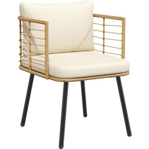 vidaXL Vrtni stol z blazinami Natural Poly Rattan Cene
