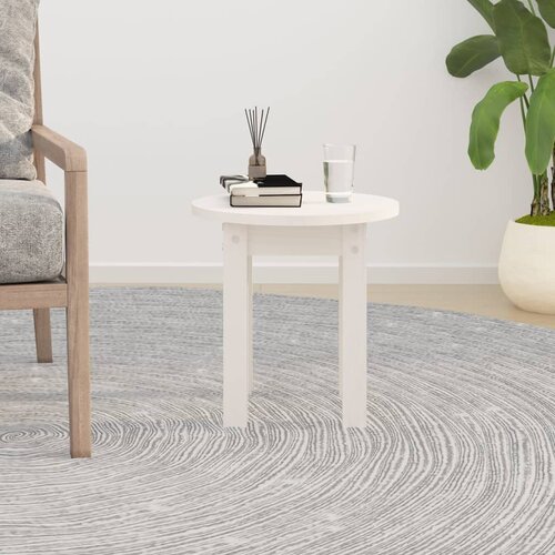 VidaXL Stolić za kavu bijeli &amp;Oslash; 35x35 cm od masivne borovine Slike