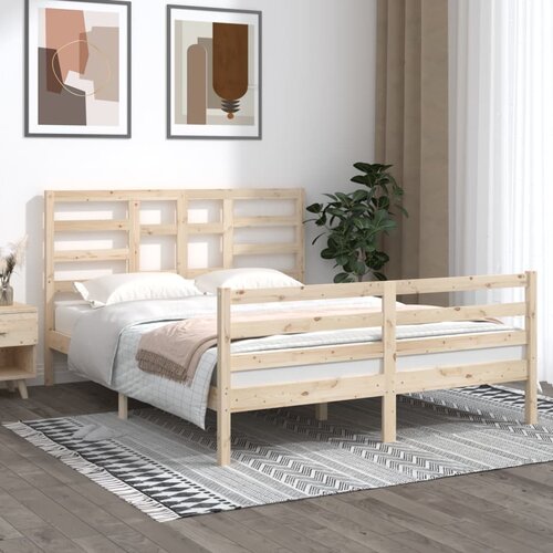 The Living Store Posteljni okvir trden les 150x200 cm - Posteljni Okvir, (21523191) Slike