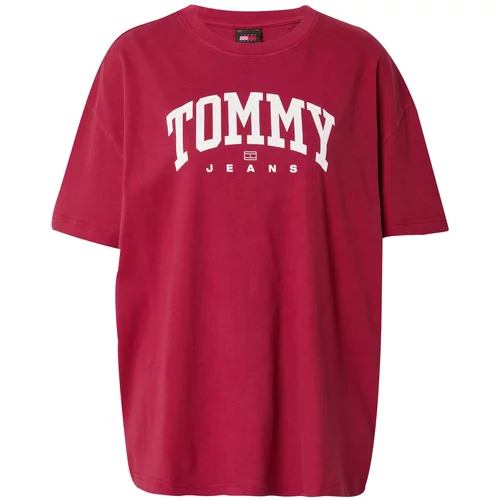 Tommy Jeans Majica 'VARSITY' vatreno crvena / bijela