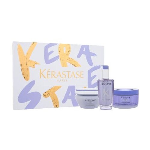 K&amp;eacute;rastase Blond Absolu Blond Cicaextreme set: &amp;scaron;ampon Blond Absolu Bain Cicaextreme Ultra Moisturizing Post-Bleaching Procedure Shampoo-In-Cream 250 ml + maska za lase Blond Absolu Masque Cicaextreme Intense Conditioning Post-Bleaching Procedure Mask 200 ml + olje za lase Blond Absolu Intense Blonde Strengthening Oil 100 ml za ženske Slike