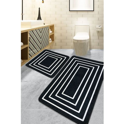 Wale Black Black Bathmat Set (2 Pieces) Cene