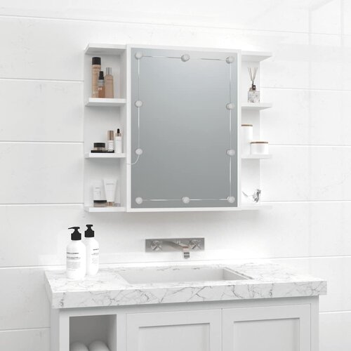  s ogledalom i LED svjetlima bijeli 70 x 16,5 x 60 cm Slike