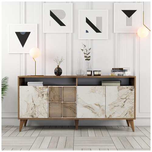 Hanah home Milan 160 Komoda, Bijelo-Braon Cene