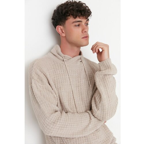 Trendyol Men's Oversize Fit Wide Pattern Shawl Collar Textured Knitwear Sweater Slike