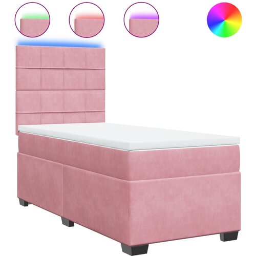 VidaXL Box spring krevet s madracem ružičasti 90x190 cm bar&amp;scaron;unasti Slike