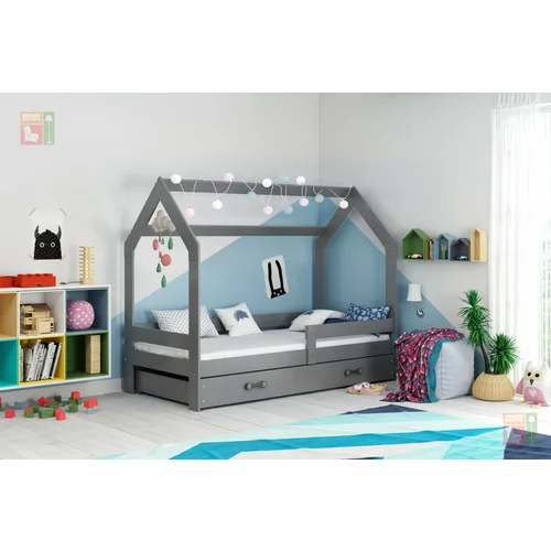 BMS Group Otroška postelja Domek - 80x160 cm - grafit-grafit