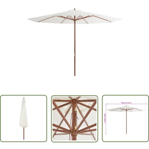 The Living Store Zunanji senčnik z lesenim drogom 350 cm peščeno bel - Senčnik, (21743086) Cene