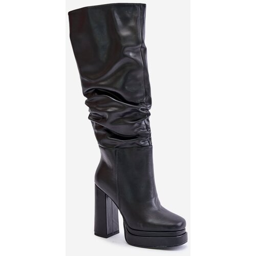 Kesi Slip-on boots with heel and platform with ruching insulated black Beridra Slike