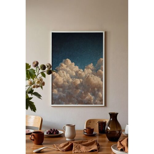 Wallxpert uramljena slika 115242, beli oblaci pod tamnoplavim nebom, 30 x 40 cm, beli ram Cene