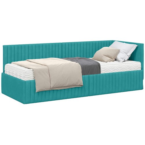 vidaXL Kotni okvir postelje z matrico z vzglavjem 2 pcs Turkizna Žamet, (5000155845) Cene