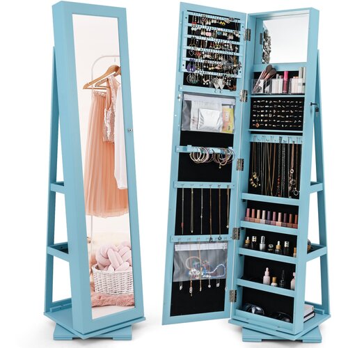 Costway Vrtljiva omarica za nakit z ogledalom Toilette, (5000399728) Slike
