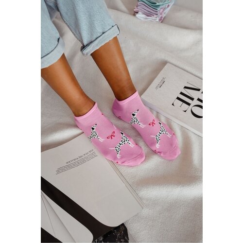 Milena Women&amp;#039;s Ankle Socks Dalmatian Pink Slike