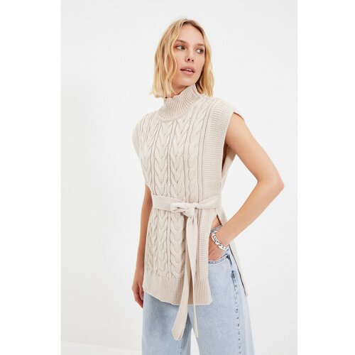 Trendyol Stone Belt Detailed Knitwear Sweater Slike