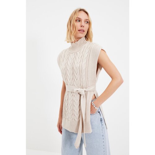 Trendyol Stone Belt Detailed Knitwear Sweater Slike
