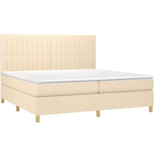  Krevet box spring s madracem LED krem 200x200 cm od tkanine Slike