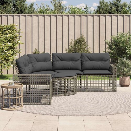 vidaXL Vrtna sofa s jastucima i tabureom za noge sivi u obliku slova L Cijene