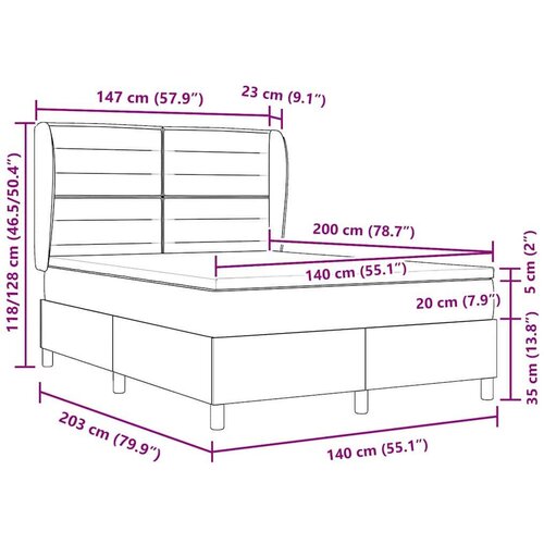  Podna opruga s madracem Tamno siva 90x190 cm Plava 140 x 200 cm - Plava 140 x 200 cm Dizajn linija Slike