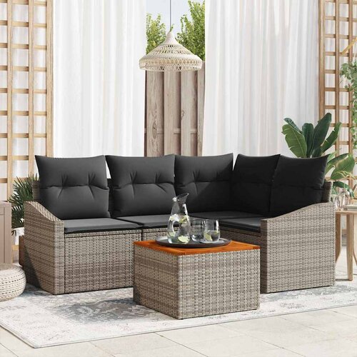  Sjedeća garnitura za vrt 5 kom. Siva poliratan 178,5 x 123,5 x 69 cm Slike
