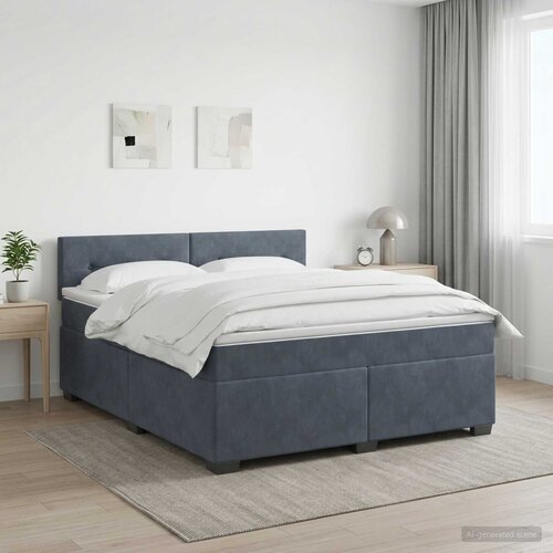  Boxspring krevet s madracem Tamnosiva 140 x 200 cm Baršun Cene