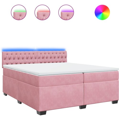 VidaXL Box spring postelja z vzmetnico roza 200x200 cm žamet, (21310142) Slike